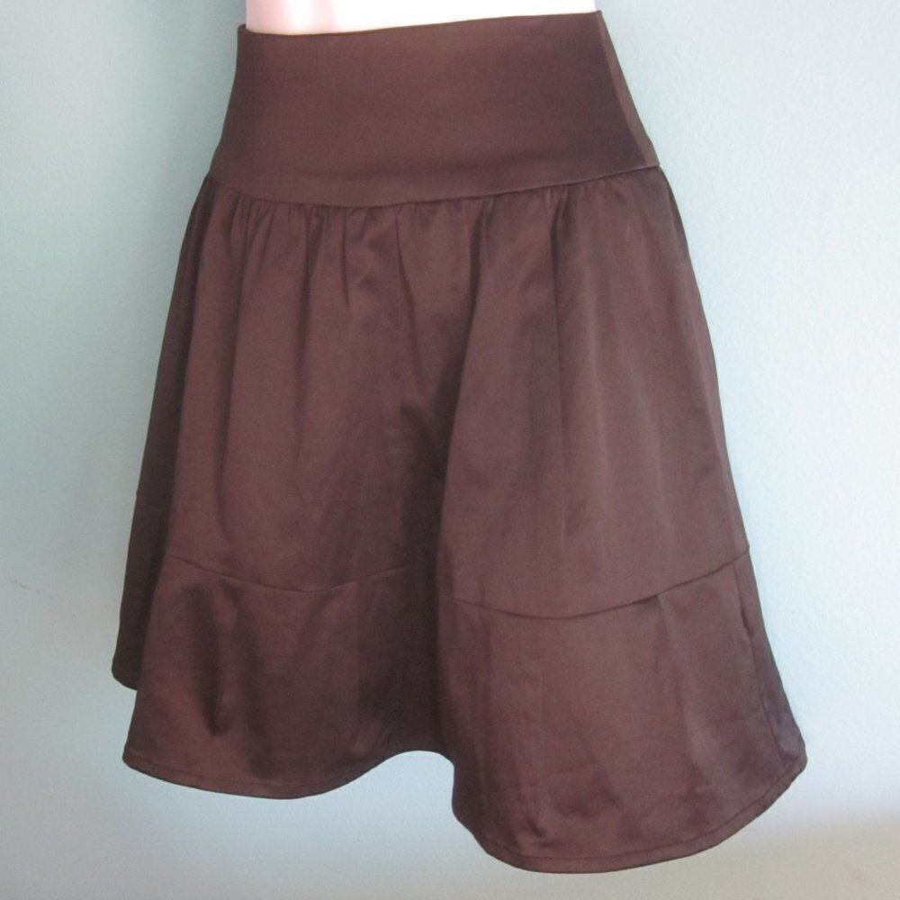 Nanette Lepore Black Flared Mini Skirt Size 0 26” Waistband Rear Zipper